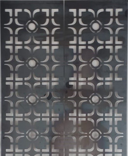 Greek-Key Geometric Door laser-cut design