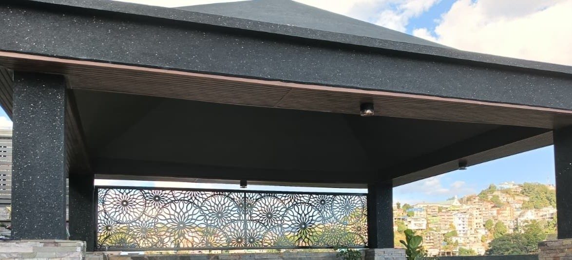 Sunflower Mandala Screen installed