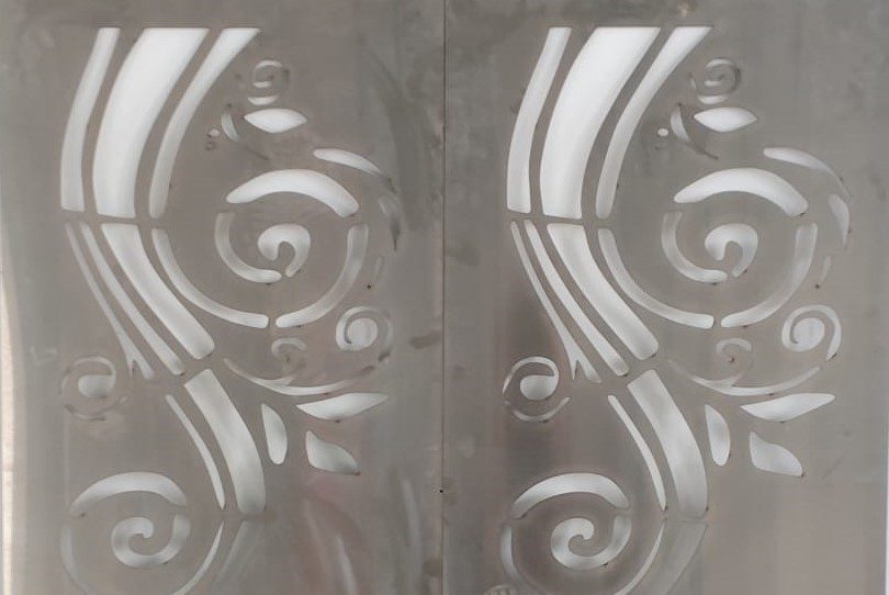 Swirl Stainless Gate Panel laser-cut design